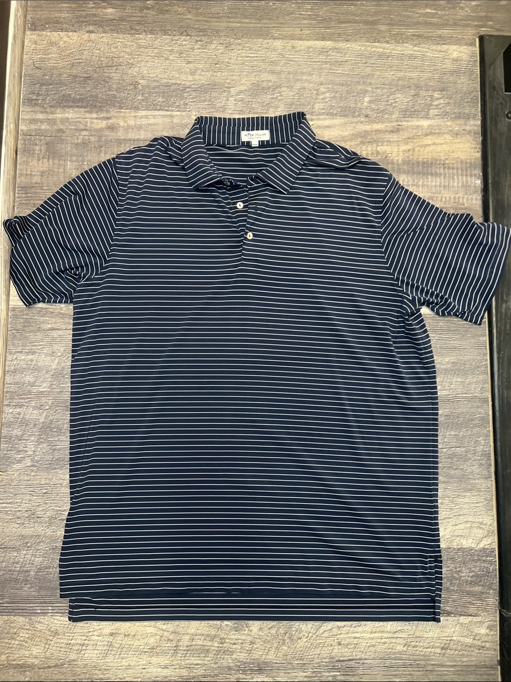 Peter Millar Men’s XL Navy Blue Striped Performance Golf Polo Shirt